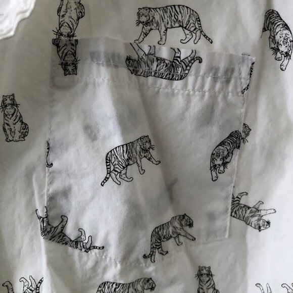 JANIE AND JACK TIGER PRINT POPLIN SHIRT BUTTON DOWN 100% COTTON BOYS 12 NWOT - Picture 9 of 9